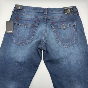 New NWT True Religion Jeans Red Stitch 40x34 Geno Mens Flap Relaxed Slim Fit